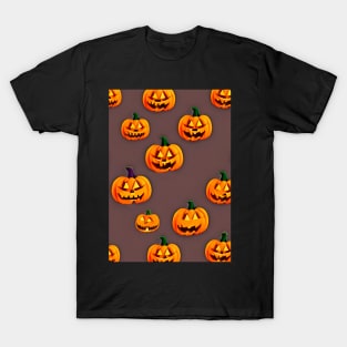 Cute Pumpkin Halloween Scary faces T-Shirt
